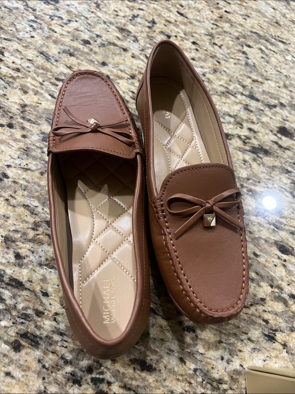 Michael Kors Men's Tan Leather Bow Penny Loafers